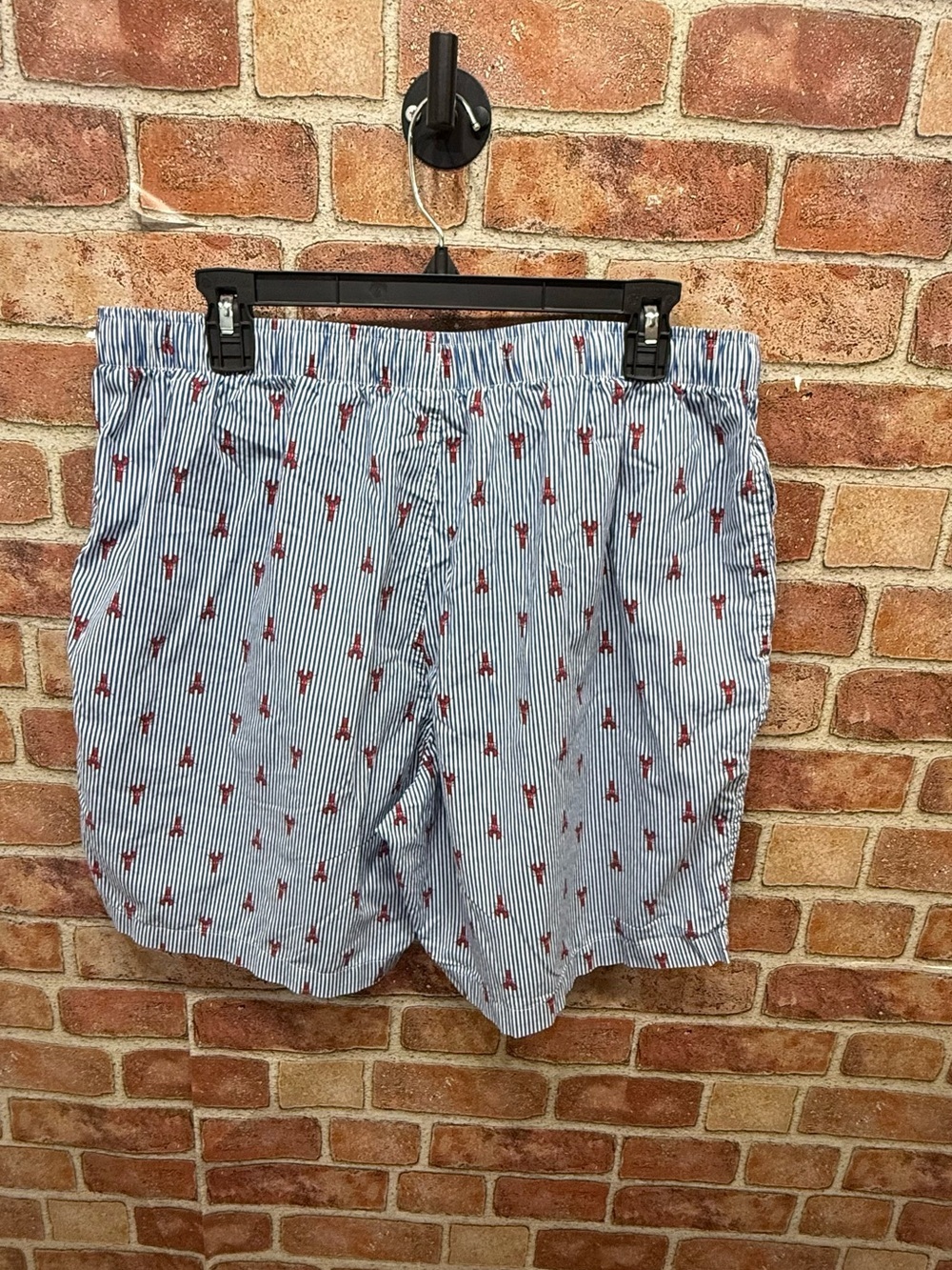 Lobster print coastal Blue Striped tie waist boxer Shorts 100% cotton - Picture 2 of 6
